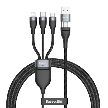 Baseus Flash Series Two-for-three Data Cable U+C to M+L+C 100W 1.2m Gray+Black (CA2T3-G1)