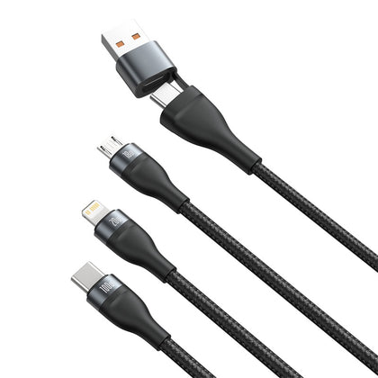 Baseus Flash Series Two-for-three Data Cable U+C to M+L+C 100W 1.2m Gray+Black (CA2T3-G1)