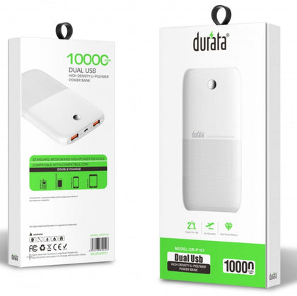 Durata 10.000mAh Dual USB Powerbank White DR-P103